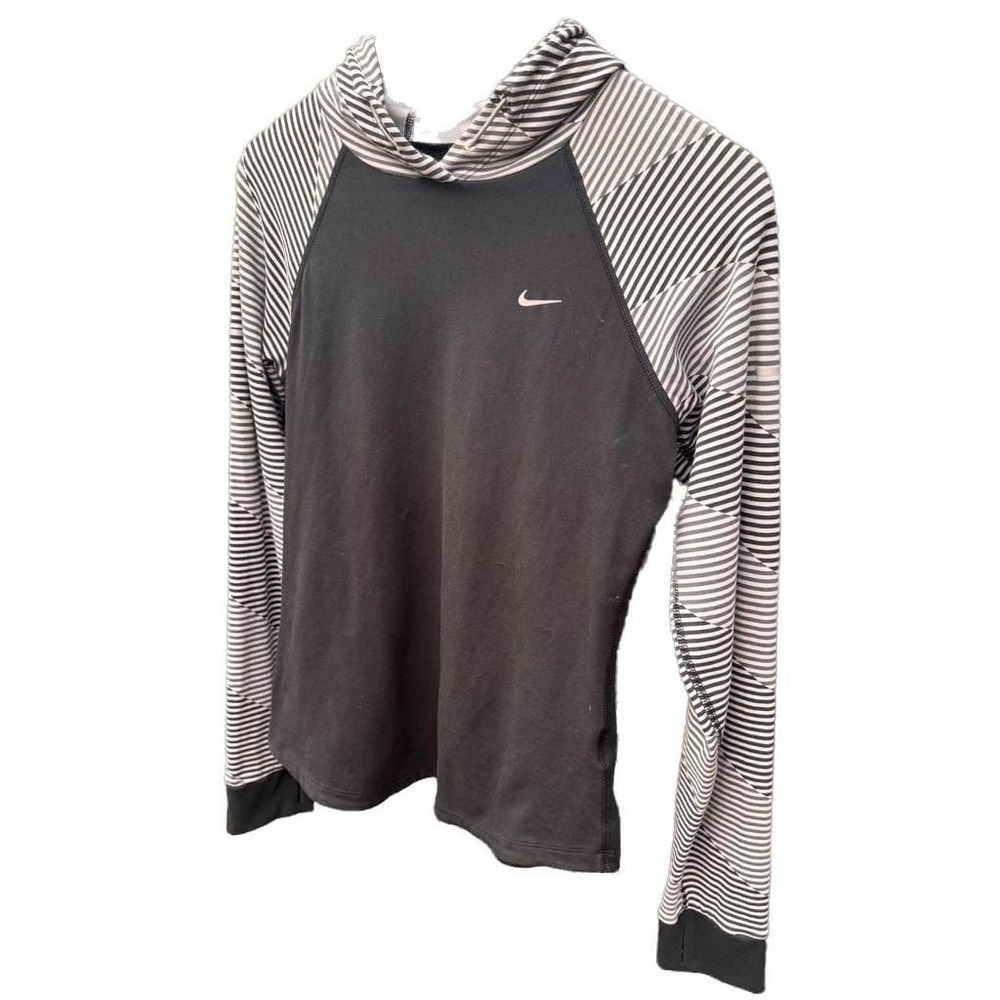 Nike Hoodie Women Small Black Striped Dri-FIT Running Long Sleeve GOOD CONDITION